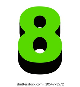 Number 8 sign design template element. Vector. Green 3d icon with black side on white background. Isolated.