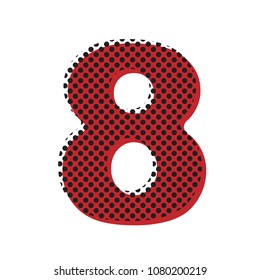 Number 8 sign design template element. Vector. Brown icon with shifted black circle pattern as duplicate at white background. Isolated.