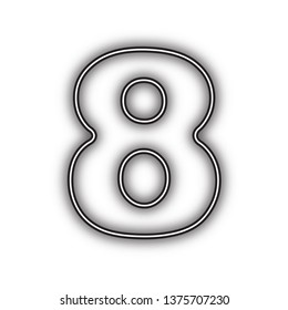 Number 8 sign design template element. Vector. Double contour black icon with soft shadow at white background. Isolated.