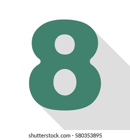 Number 8 sign design template element. Veridian icon with flat style shadow path.