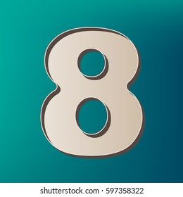 Number 8 sign design template element. Vector. Icon printed at 3d on sea color background.