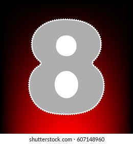 Number 8 sign design template element. Postage stam or old photo style on red-black gradient background.