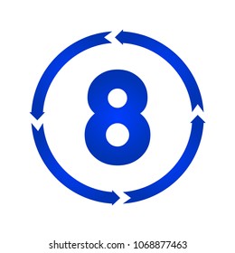 Number 8 sign turn icon. vector illustration.flat style