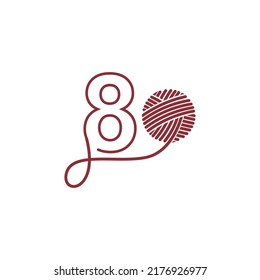 Number 8 and skein of yarn icon design illustration vector