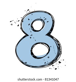 Number 8 in sketch-style. Vector illustration
