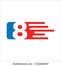 number 8 speed logo design graphic icon. design symbol