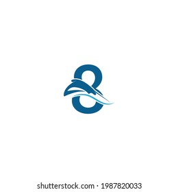 Number 8 with stingray icon logo template illustration vector