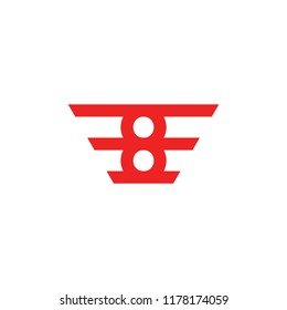 number 8 stripes abstract wings logo vector