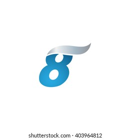 number 8 swoosh design template logo blue gray