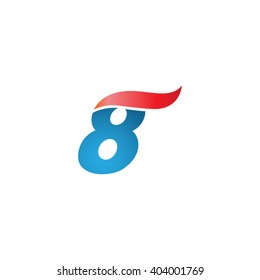 number 8 swoosh design template logo blue red