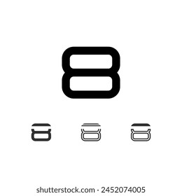 Number 8, technical digital alphabet font, including set from four of different numerals, vector illustration 10eps