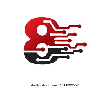 Number 8 technology logo or symbol template design