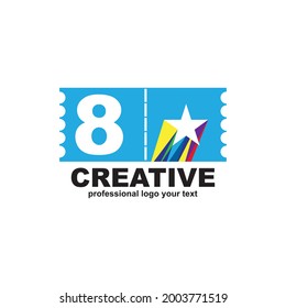 Number 8 Ticket logo design concept vector

