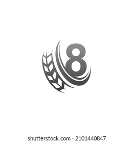 Number 8 with trailing wheel icon design template illustration vector