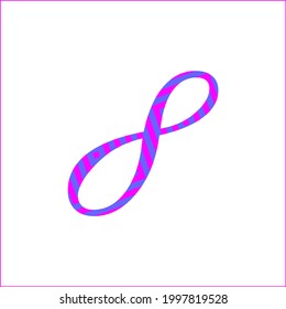 Número 8 con dos colores de azul eléctrico y magenta. Tipo de letra vectorial del número.