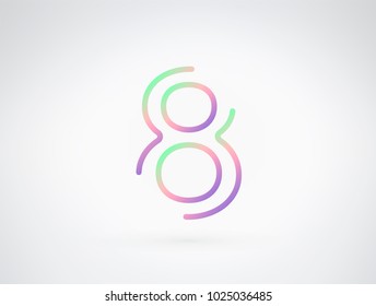 Number 8 vector font alphabet. Playful color dynamic flat design with brilliant smooth gradient for your unique elements design ; logo, headline, corporate identity, application, joyful poster & more