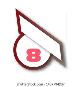 Number 8 vector font alphabet, modern dynamic flat design with brilliant colorful gradient smooth color for your unique elements design ; logo, corporate identity, application, creative poster & more