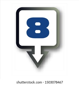 Number 8 vector font alphabet, modern dynamic flat design with brilliant colorful gradient smooth color for your unique elements design ; logo, corporate identity, application, creative poster & more