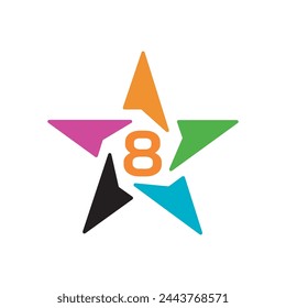Alfabeto de fuente vectorial número 8, diseño plano dinámico moderno con brillante degradado colorido color liso para sus elementos únicos diseño ; logotipo, identidad corporativa, aplicación, póster creativo