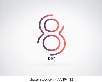 Number 8 vector font alphabet, modern dynamic flat design with brilliant colorful gradient smooth color for your unique elements design ; logo, corporate identity,  application, creative poster & more