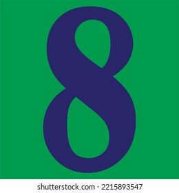 el número "8" en forma vectorial, el color del número es púrpura y el color de fondo es verde  