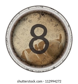 Number 8 vector grunge typewriter key