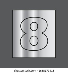 Number 8 vector icon in silver background. For your web site design, logo, app, UI. Eps 10 vector illustration.