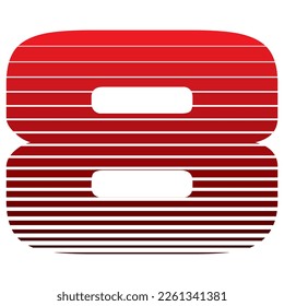 Number 8 Vector Illustration. Red Number Eight Isolated On A White Background
