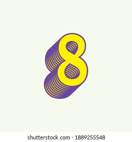 number 8 vintage style. old retro latin eight sign symbol numbers flat vector illustration