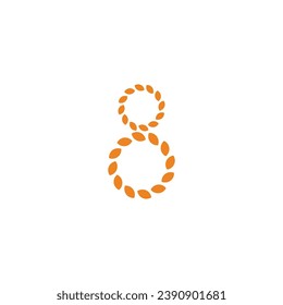 Number 8 wheat geometric symbol simple logo vector
