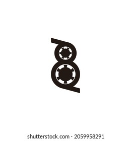 number 8 wheels tires belt symbol logo vector