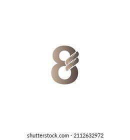 Number 8 wrapped in rope icon logo design illustration vector