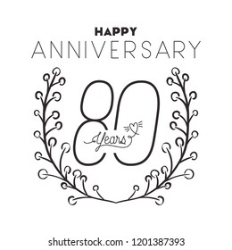 number 80 for anniversary celebration card icon