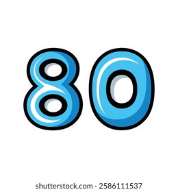 number 80 design with bold lines