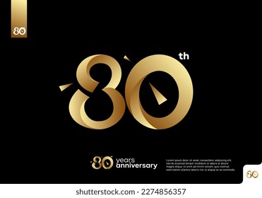 Number 80 gold logo icon design, 80th birthday logo number, 80th anniversary.