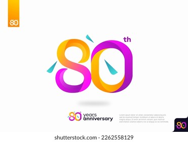 Diseño del icono del logo número 80, número del logo del 80 cumpleaños, 80 aniversario.
