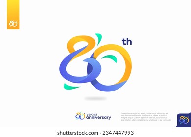 Diseño del icono del logo número 80, número del logotipo de cumpleaños número 80, aniversario 80