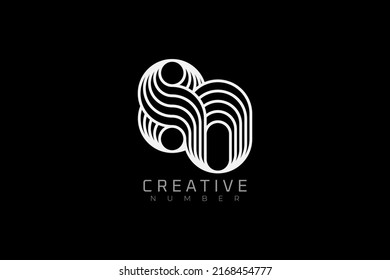 Número 80 Logotipo, número moderno y creativo 80 estilo multilínea, utilizable para marca, logotipo de aniversario y negocios, plantilla de logotipo de diseño plano, ilustración vectorial