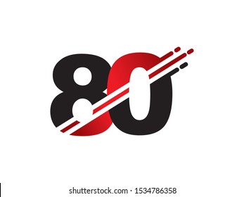 Number 80 logo or symbol template design