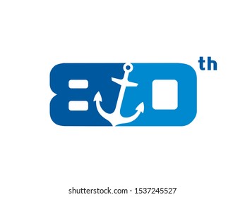 Number 80 logo or symbol template design