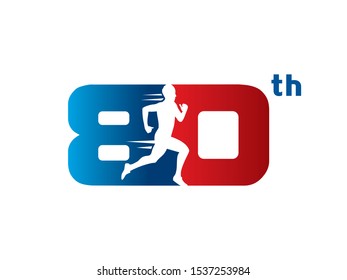 Number 80 logo or symbol template design