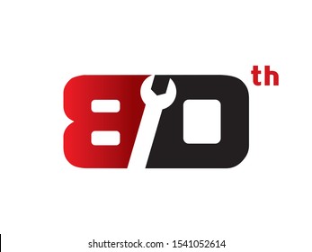 Number 80 logo or symbol template design