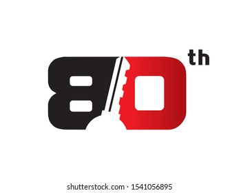 Number 80 logo or symbol template design