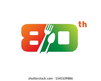 Number 80 logo or symbol template design