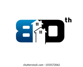Number 80 logo or symbol template design