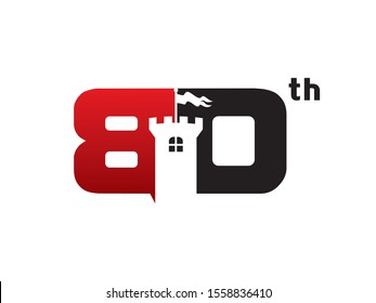 Number 80 logo or symbol template design