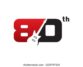 Number 80 logo or symbol template design