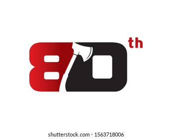 Number 80 logo or symbol template design