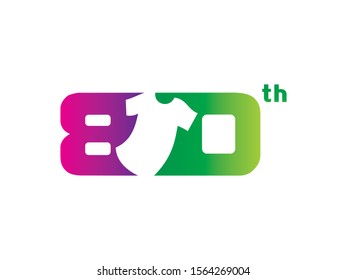 Number 80 logo or symbol template design