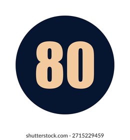 Un número 80 en un diseño de Vector de icono de fondo azul